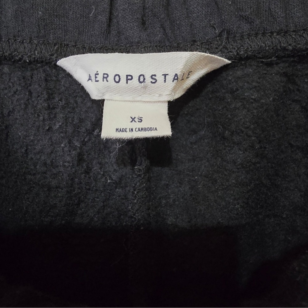 Aeropostale Womens XS Black Sweatpants Joggers Pink Metallic Graphic Logo Fleece - Picture 4 of 6